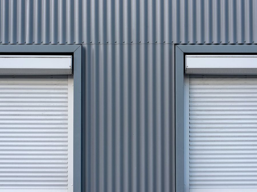 Aluminum rolling shutters installed on a building facade